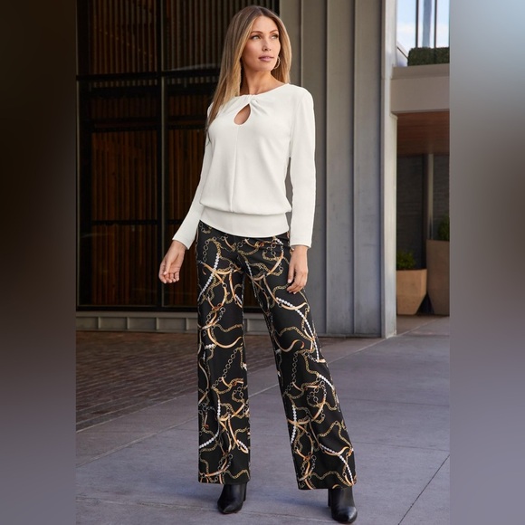 Boston Proper Baroque Print Palazzo Pant Size Medium - Picture 1 of 14